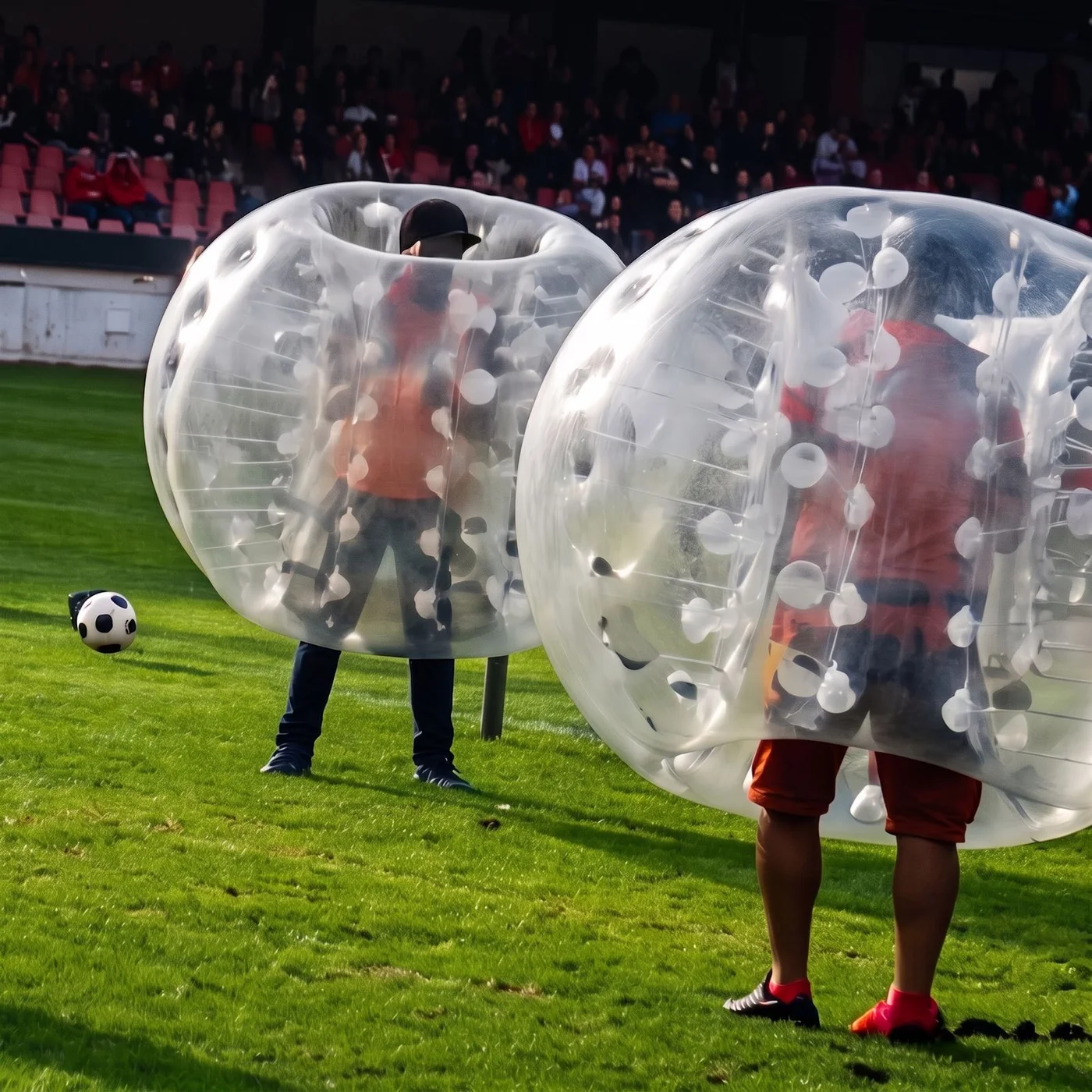 Bubble soccer sin branding en el estadio